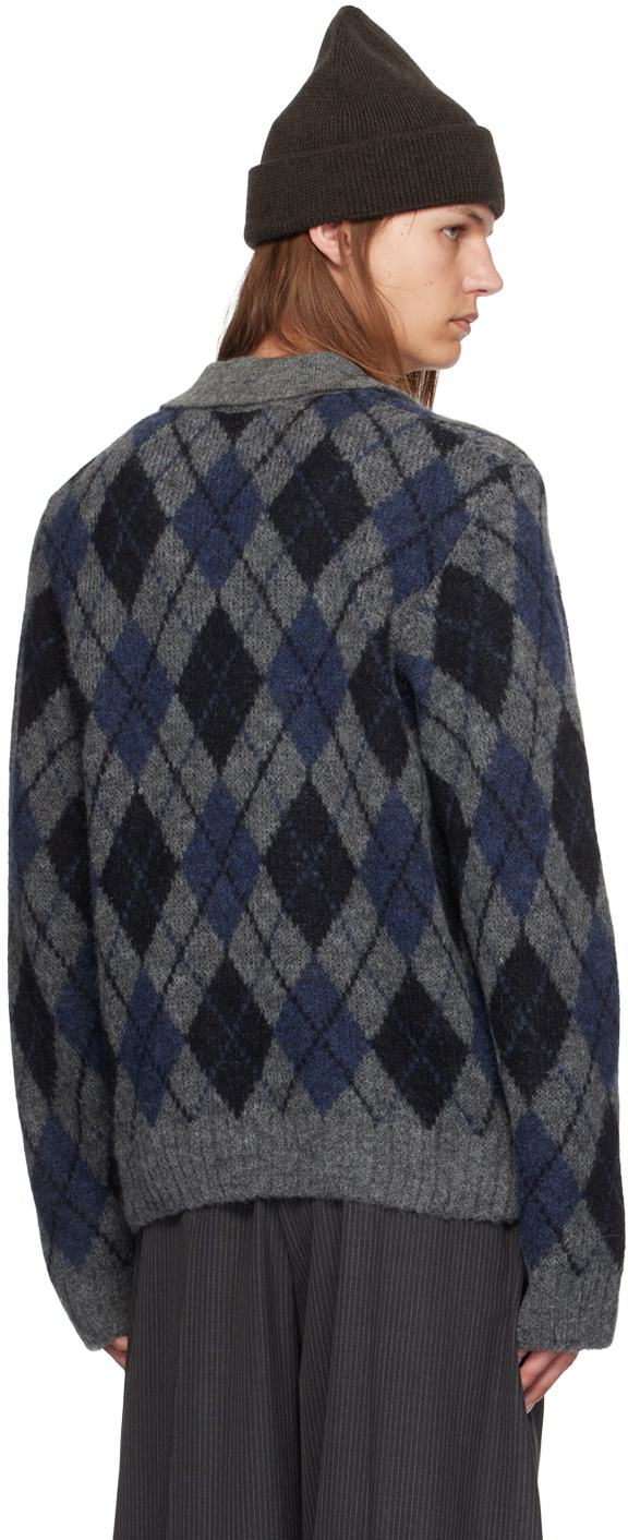 OUR LEGACY Gray & Navy Evening Cardigan Our Legacy