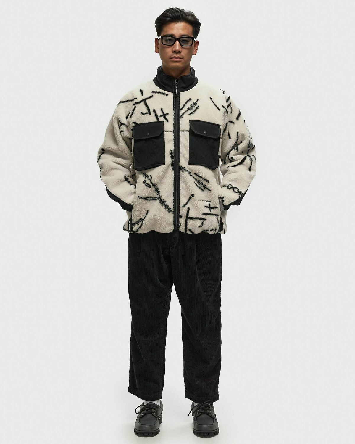 And Wander Daijiro OHARA map key boa jacket Beige Mens Fleece