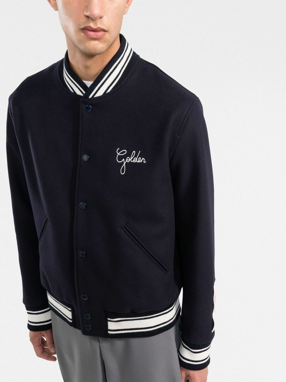 GOLDEN GOOSE - Logo Wool Blend Bomber Jacket Golden Goose