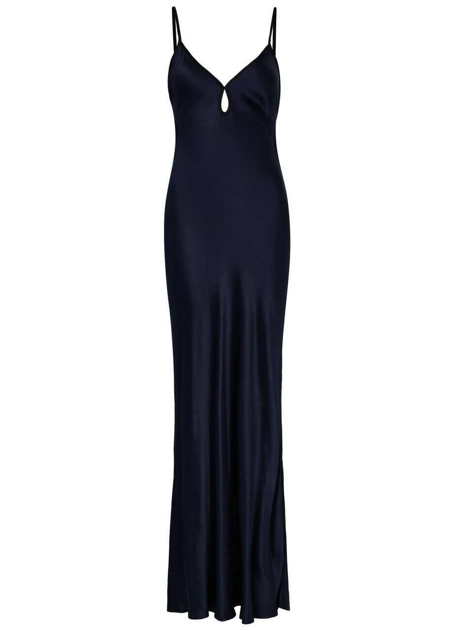knee length dresses for ladies Elianna One Shoulder Satin Maxi Dress main image 0