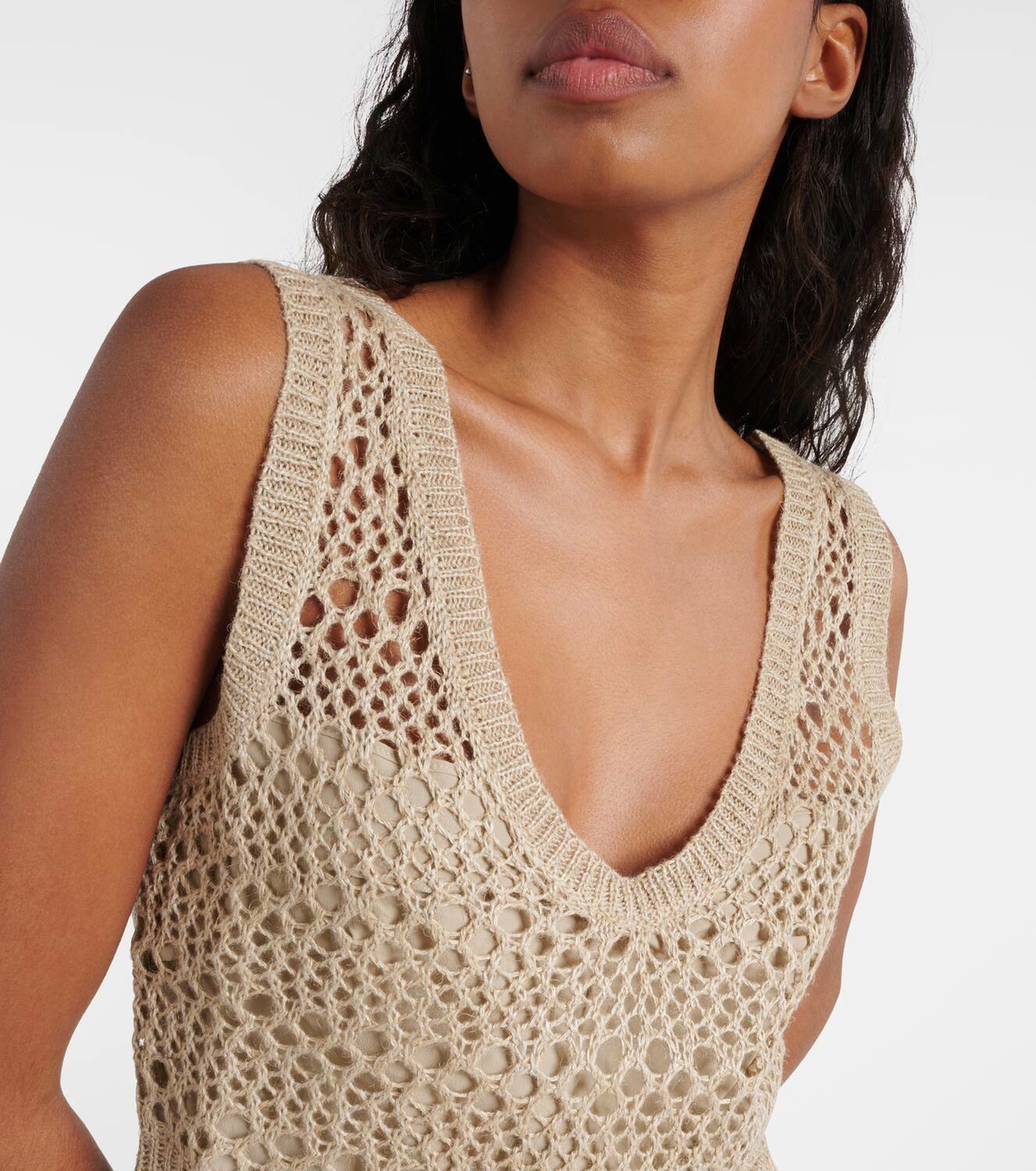 Brunello Cucinelli Linen and silk knit crop top Brunello Cucinelli