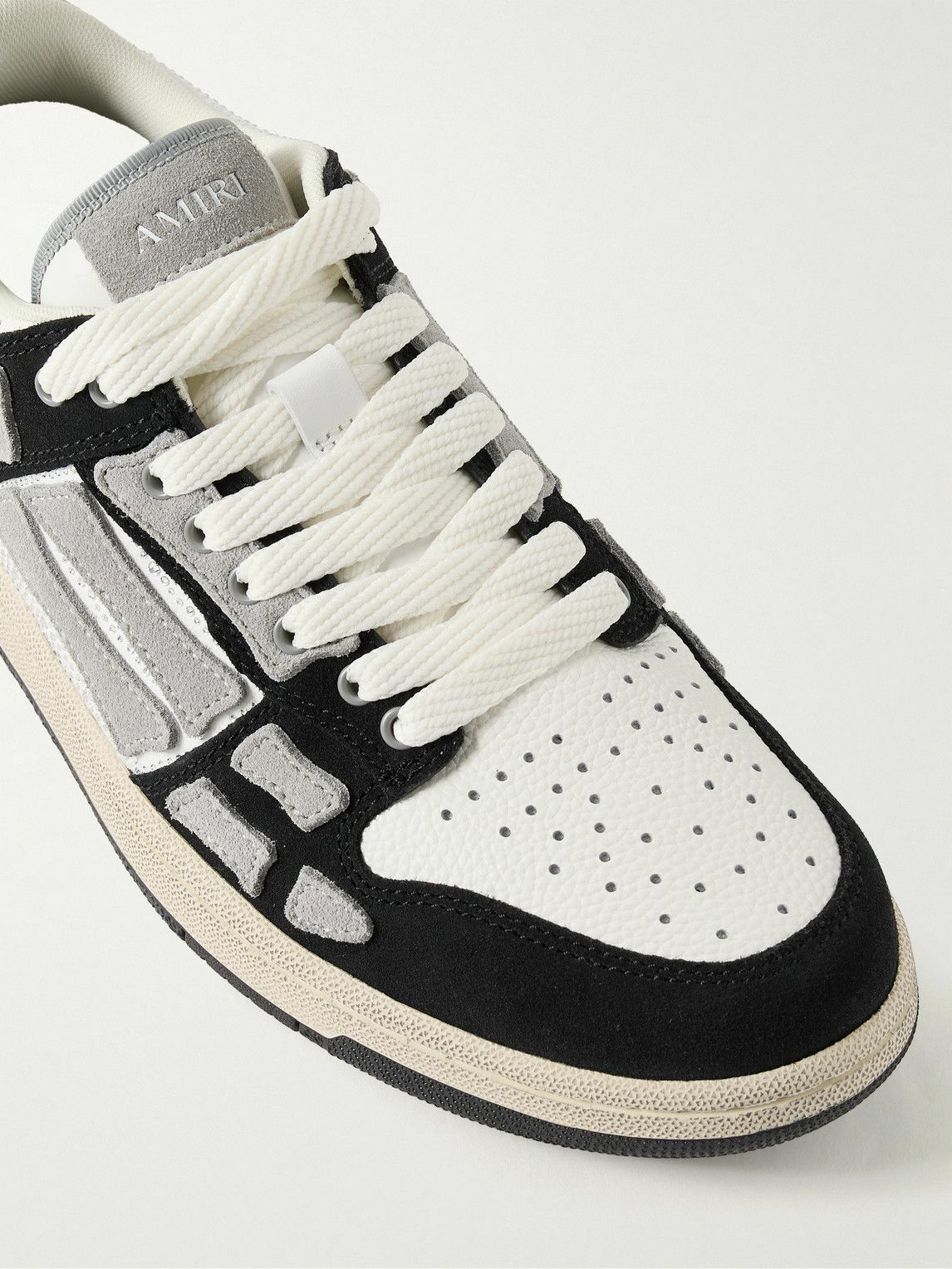 AMIRI - Skel-Top Suede-Trimmed Crystal-Embellished Leather Sneakers - Black