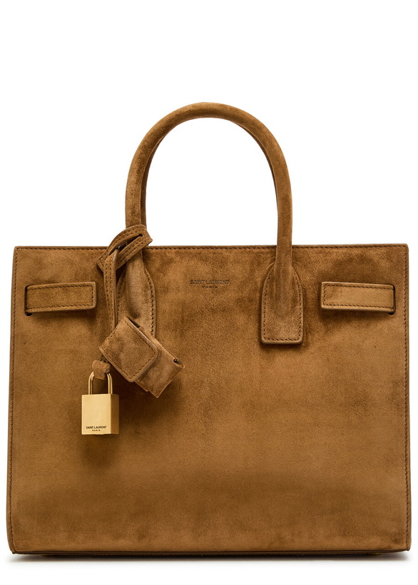 Photo: Saint Laurent Sac De Jour Suede top Handle bag - Orange - One Size
