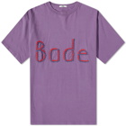 Bode Men's Rickrack Embroidered Logo T-Shirt in Purple
