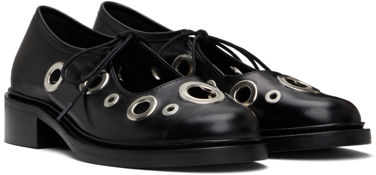 Nicole Saldaña Black Fabiana Eyelet Loafers