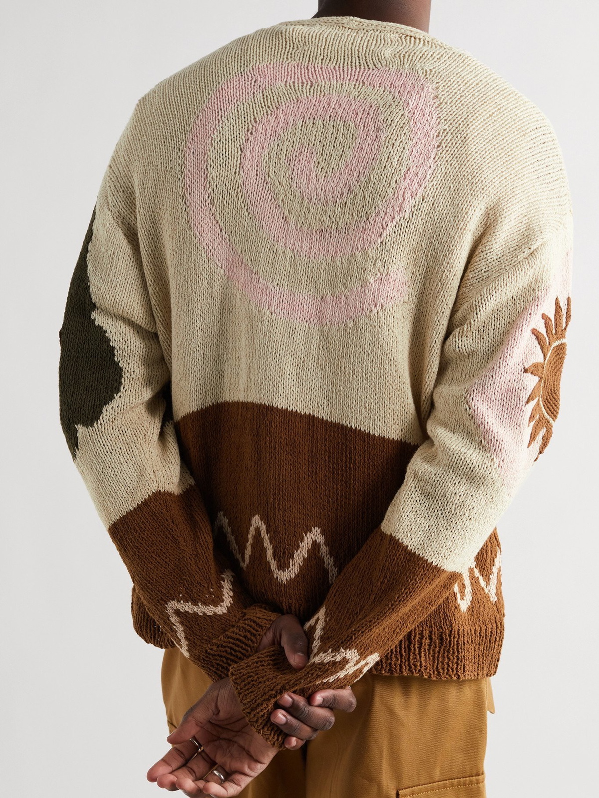 STORY MFG. - Keeping Intarsia Organic Cotton Cardigan - Neutrals