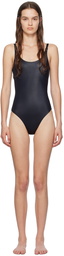 Palm Angels Black Monogram One-Piece Swimsuit