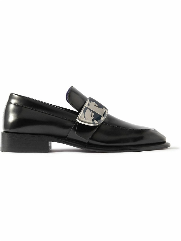 Photo: Burberry - Embellished Leather Monk-Strap Shoes - Black