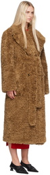 Stella McCartney Tan Belted Plush Teddy Faux-Shearling Coat