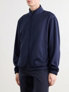 Canali - Wool-Jersey Half-Zip Polo Shirt - Blue