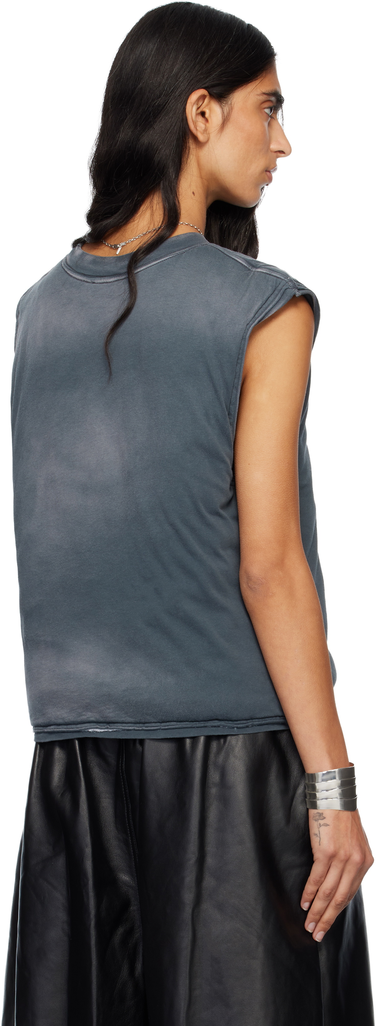 LU'U DAN Gray Wadded Sleeveless T-shirt