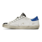 Golden Goose White and Navy Pinstripe Superstar Sneakers