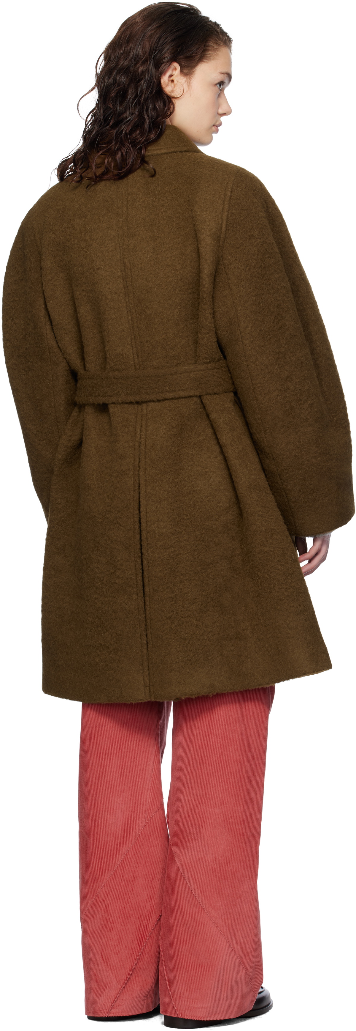 AMOMENTO Brown Alpaca Raglan Coat AMOMENTO