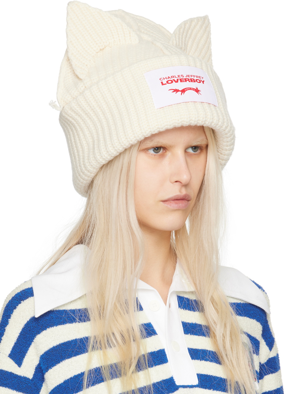 Charles Jeffrey LOVERBOY SSENSE Exclusive Off-White Supersized Chunky Ears  Beanie
