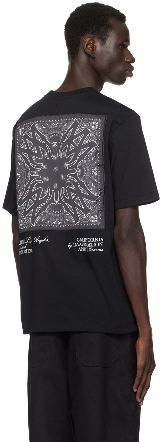 AMIRI MA Bandana シルク アップリケ コットン Tシャツ 人気 AMIRI Black MA Bandana Silk Appliqué T-shirt Amiri
