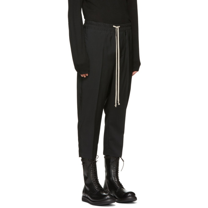 Rick Owens Black Wool Astaires Cropped Trousers Rick Owens