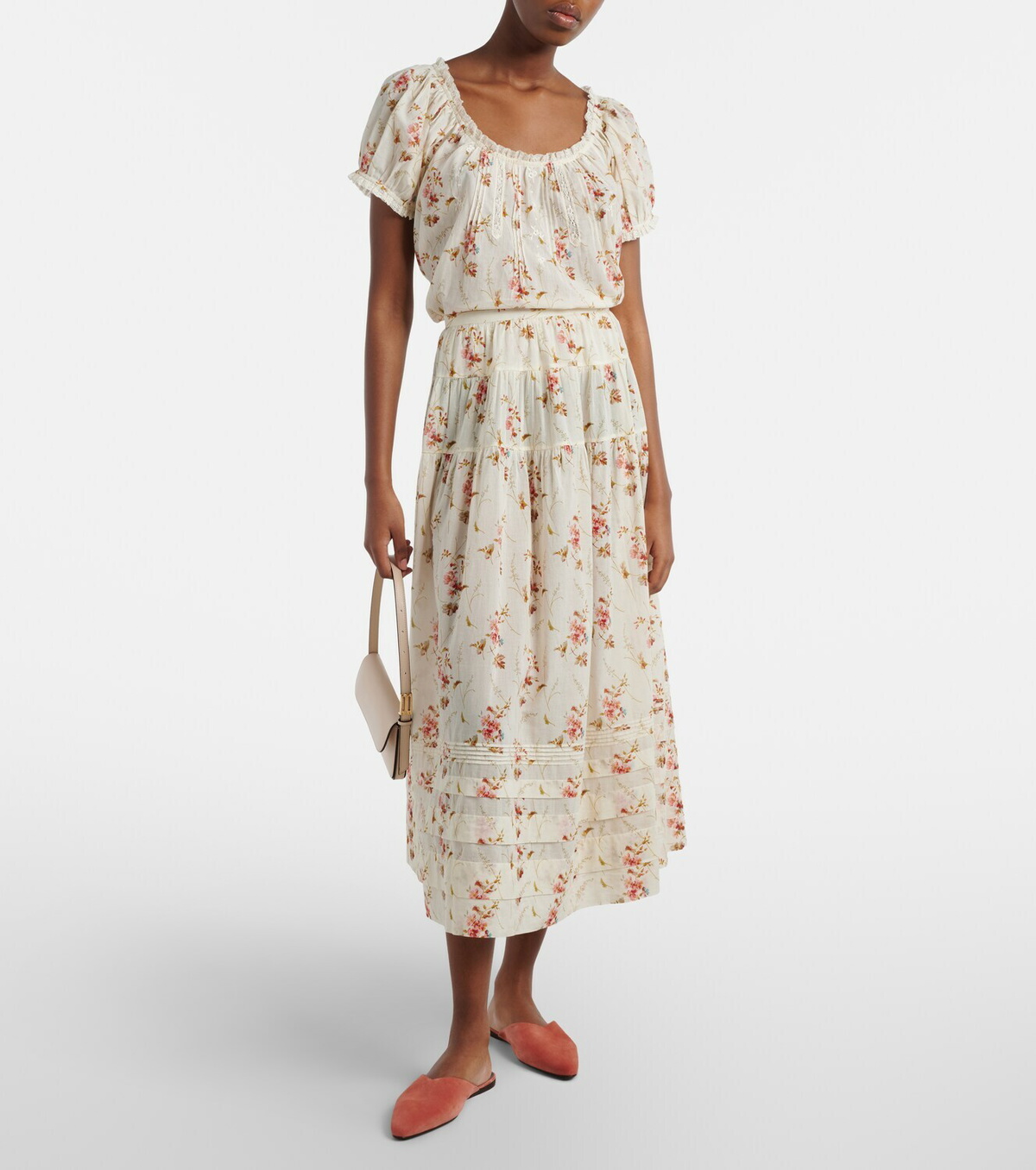 Dôen Marie floral cotton maxi skirt