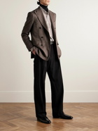 Canali - Double-Breasted Brushed Cashmere and Silk-Blend Twill Blazer - Brown