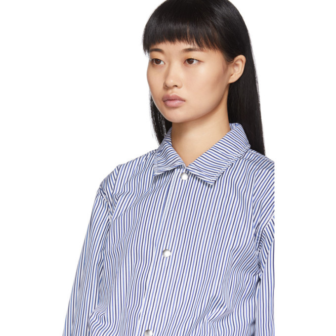 Comme des Garcons Shirt Blue and White Striped Coach Jacket Comme