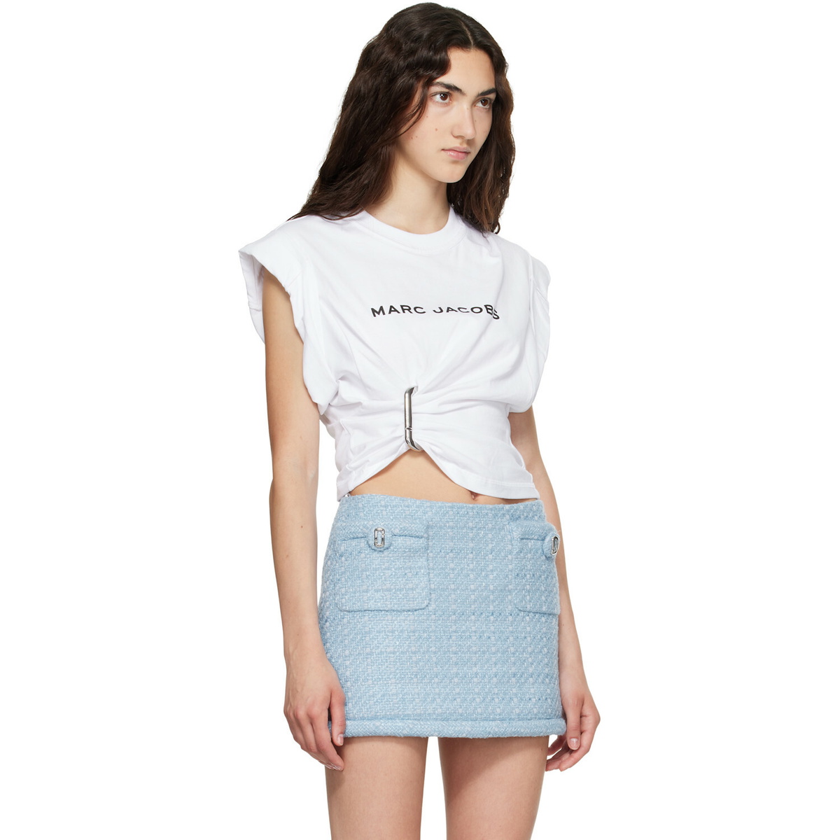 Marc Jacobs White Pop J Marc Logo Drape Seam T-shirt