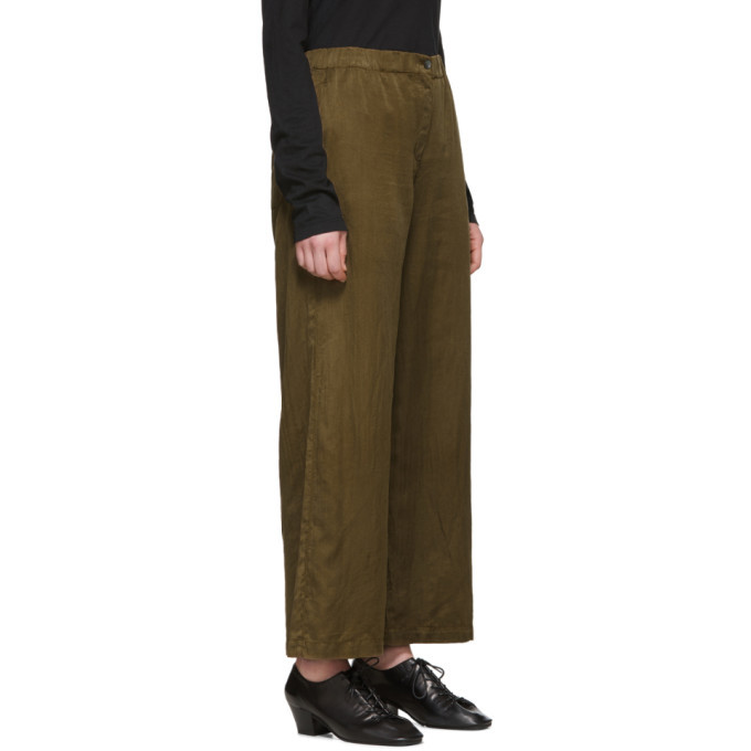 Raquel Allegra Khaki Sateen Everyday Trousers