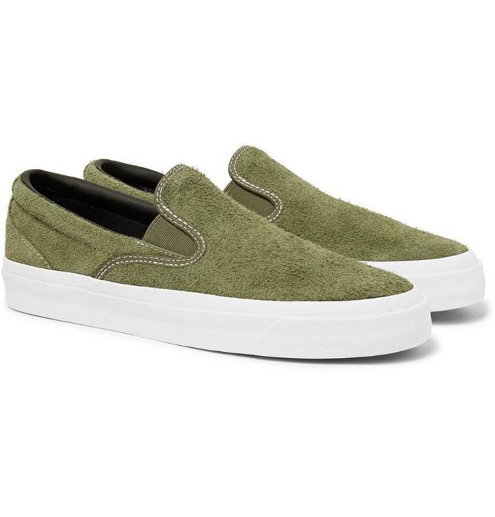 Photo: Converse - One Star CC Suede Slip-On Sneakers - Green