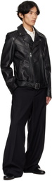 Hugo Black Leather Biker Jacket