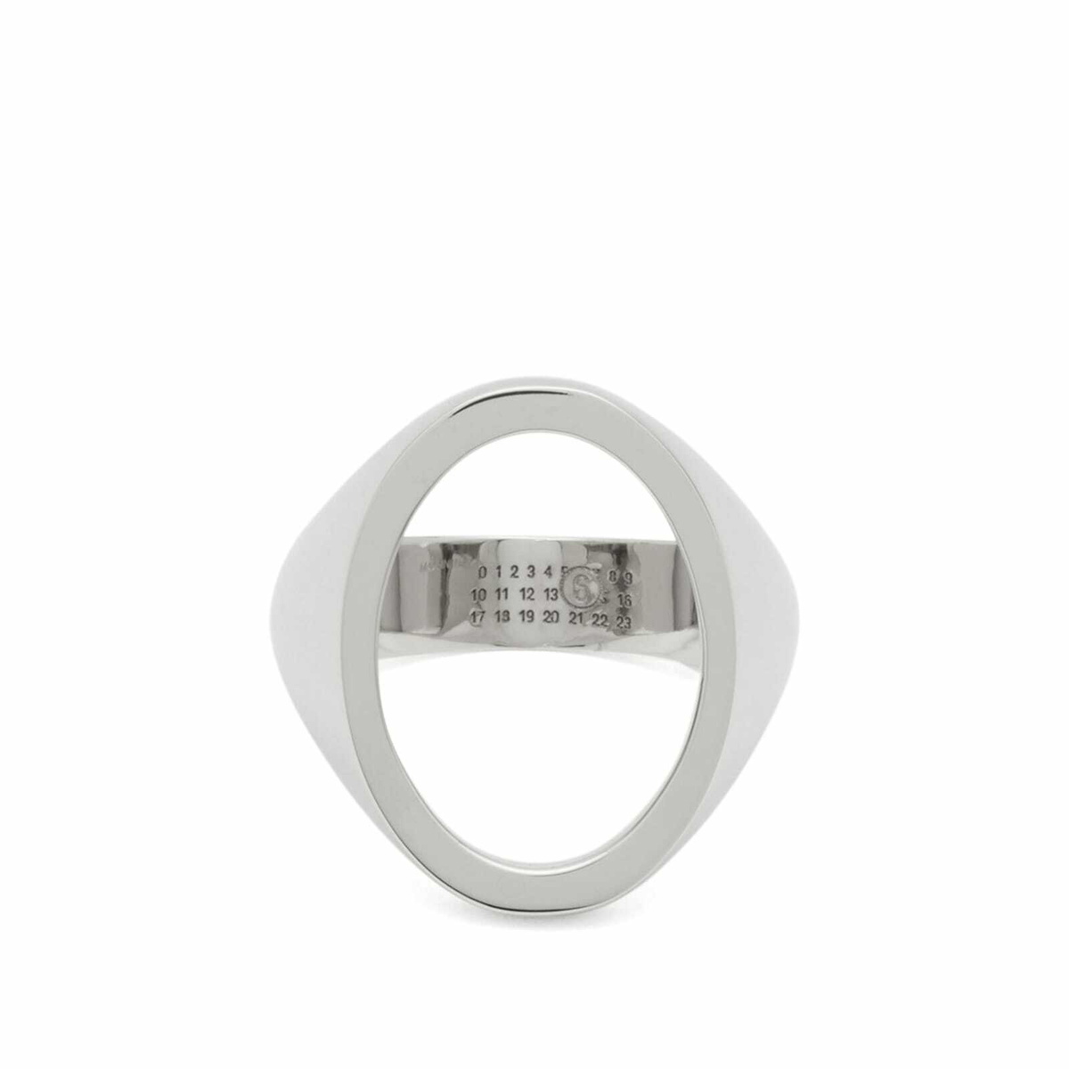 MM6 Maison Margiela Men's Number Logo Ring in Polished Silver