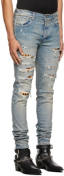 AMIRI Blue Leopard Thrasher Jeans