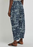 Free People Good Luck Printed Barrel-leg Jeans Blue