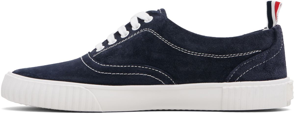 Thom Browne Navy Calf Suede Heritage Sneakers