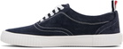 Thom Browne Navy Calf Suede Heritage Sneakers