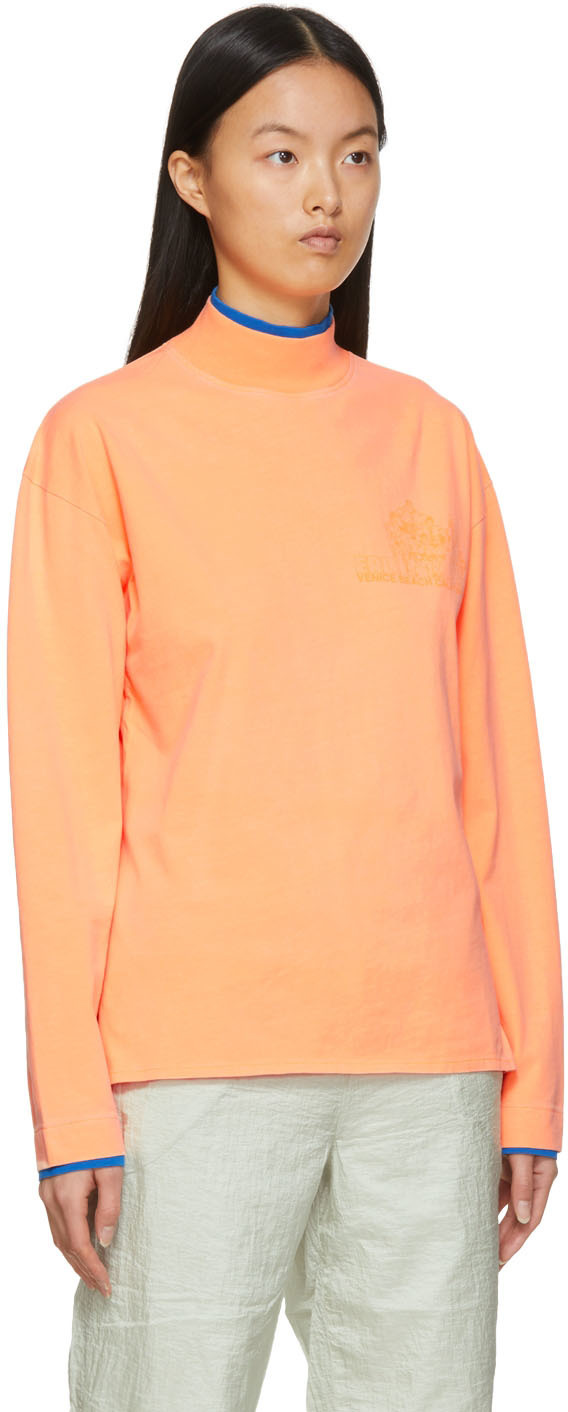 トップス ERL long sleeve ERL Orange & Blue Layered High Neck Long Sleeve T-Shirt ERL