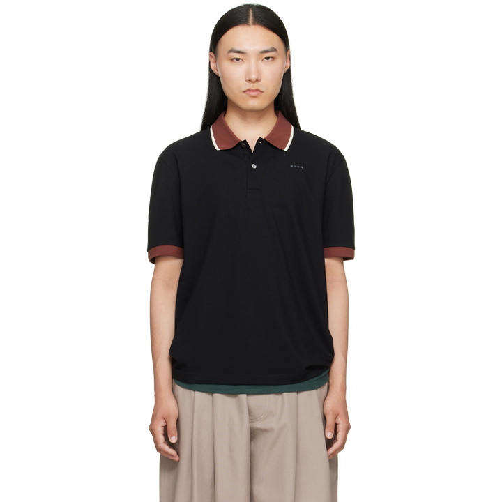 Photo: Marni Black Embroidered-Logo Polo