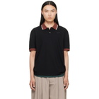 Marni Black Embroidered-Logo Polo