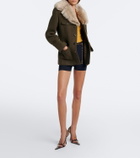 Saint Laurent Shearling-trimmed wool-blend tweed jacket