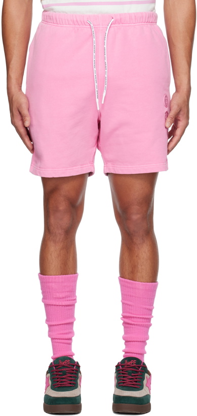Photo: AAPE by A Bathing Ape Pink Embroidered Shorts