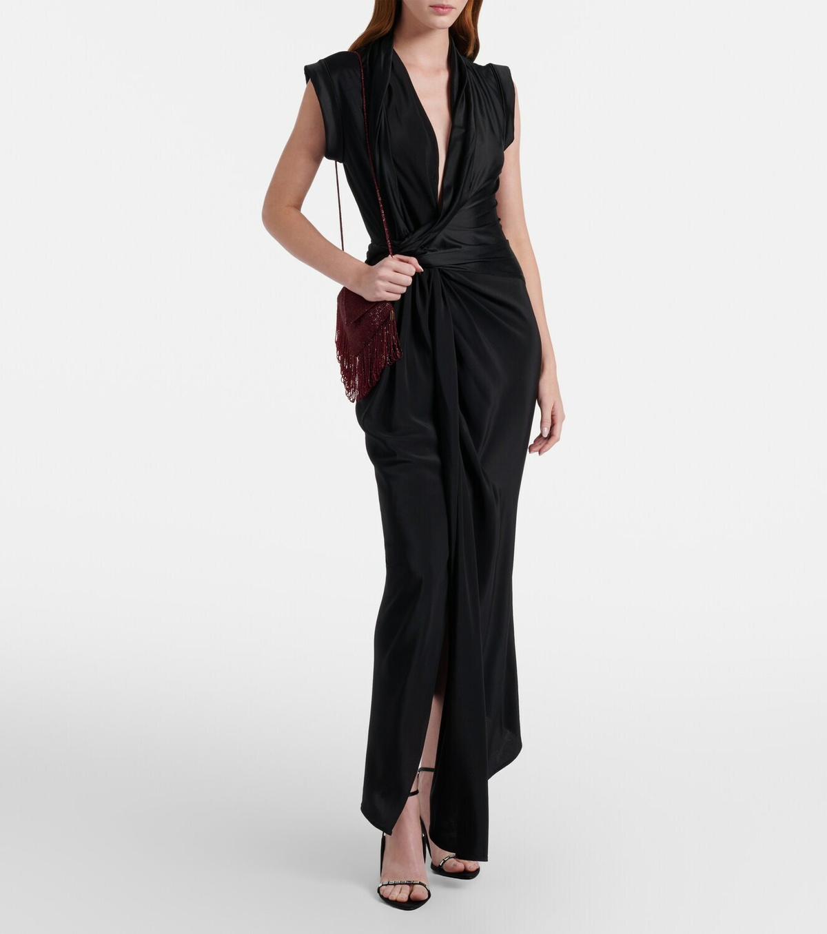 Victoria Beckham Manhattan beaded satin pouch