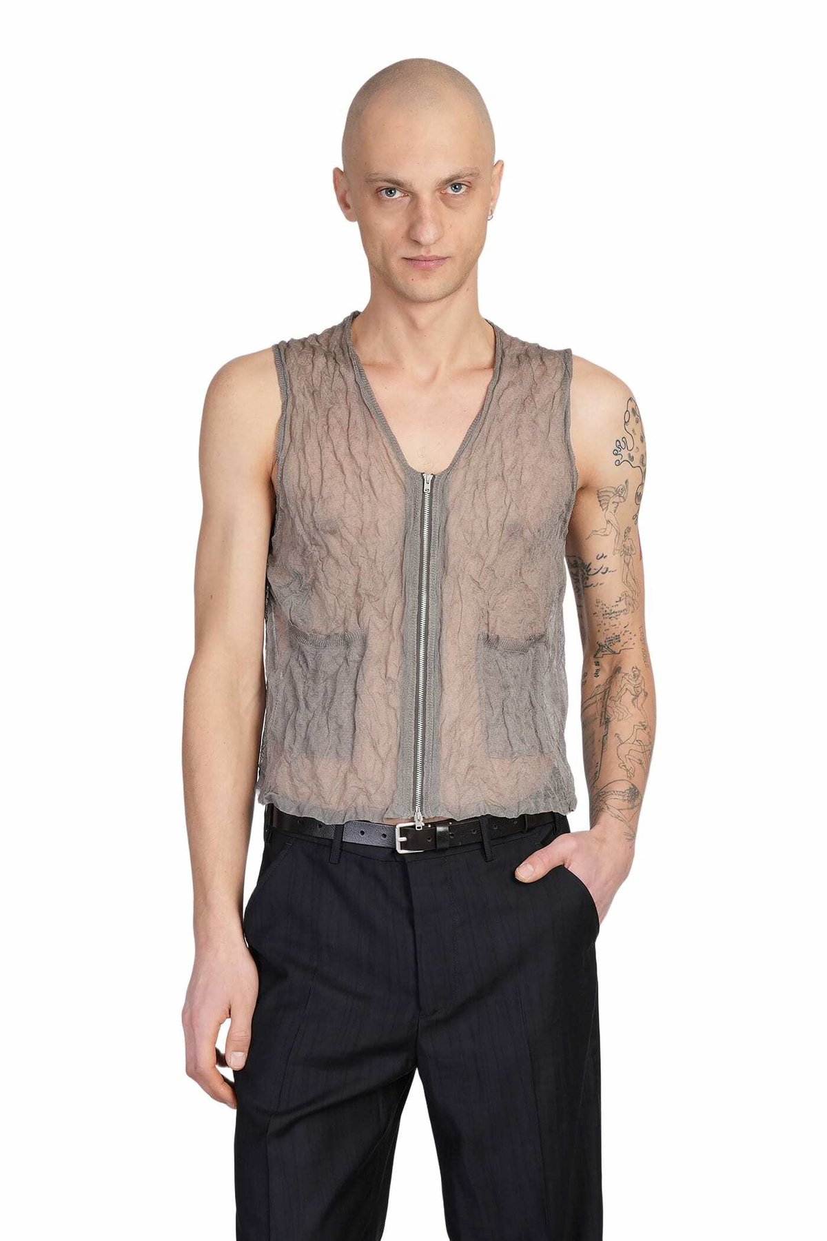 トップス Our Legacy Ice Grey Cable Vest 48 MARKED EU: Our Legacy Ice Grey Cable Vest