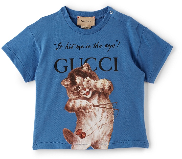 Photo: Gucci Baby Blue Cat Print T-Shirt
