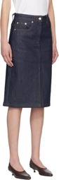 A.P.C. Navy Lizzie Denim Midi Skirt