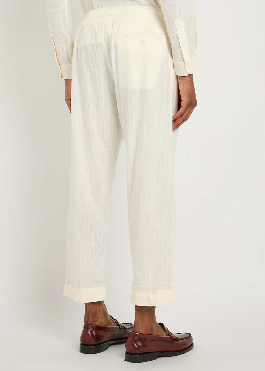 Smr Days Malibu Embroidered Straight-leg Cotton-blend Trousers Ecru