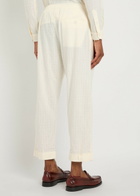 Smr Days Malibu Embroidered Straight-leg Cotton-blend Trousers Ecru