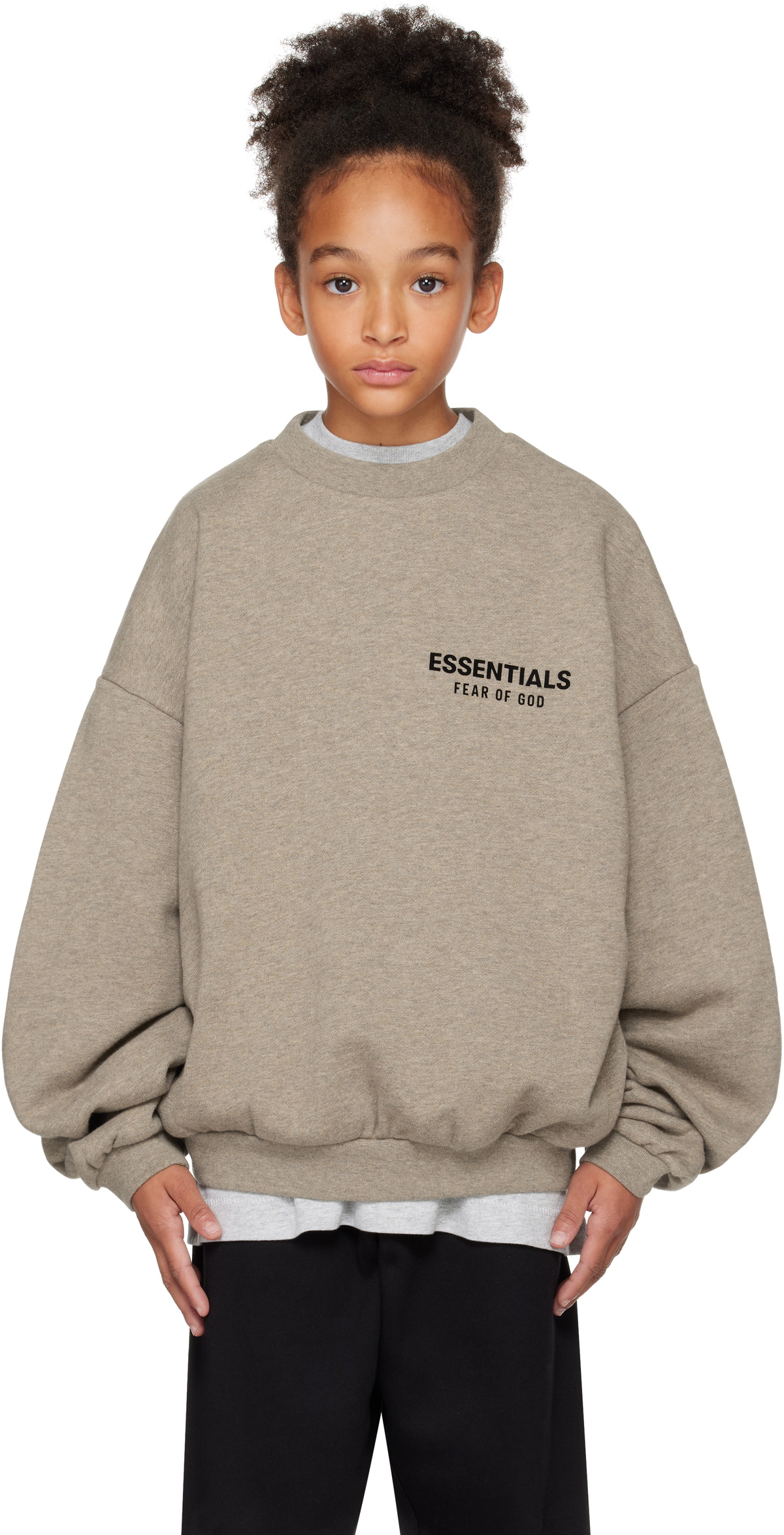 Fear of God ESSENTIALS Kids Gray Fleece Crewneck Sweatshirt Fear Of God ...
