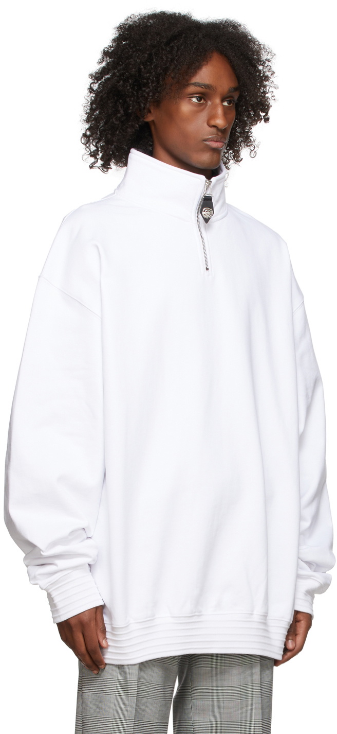 We11done White Half Zip Hoodie We11done