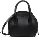 Y's Black Semi-Gloss Leather Chopped Round Bag