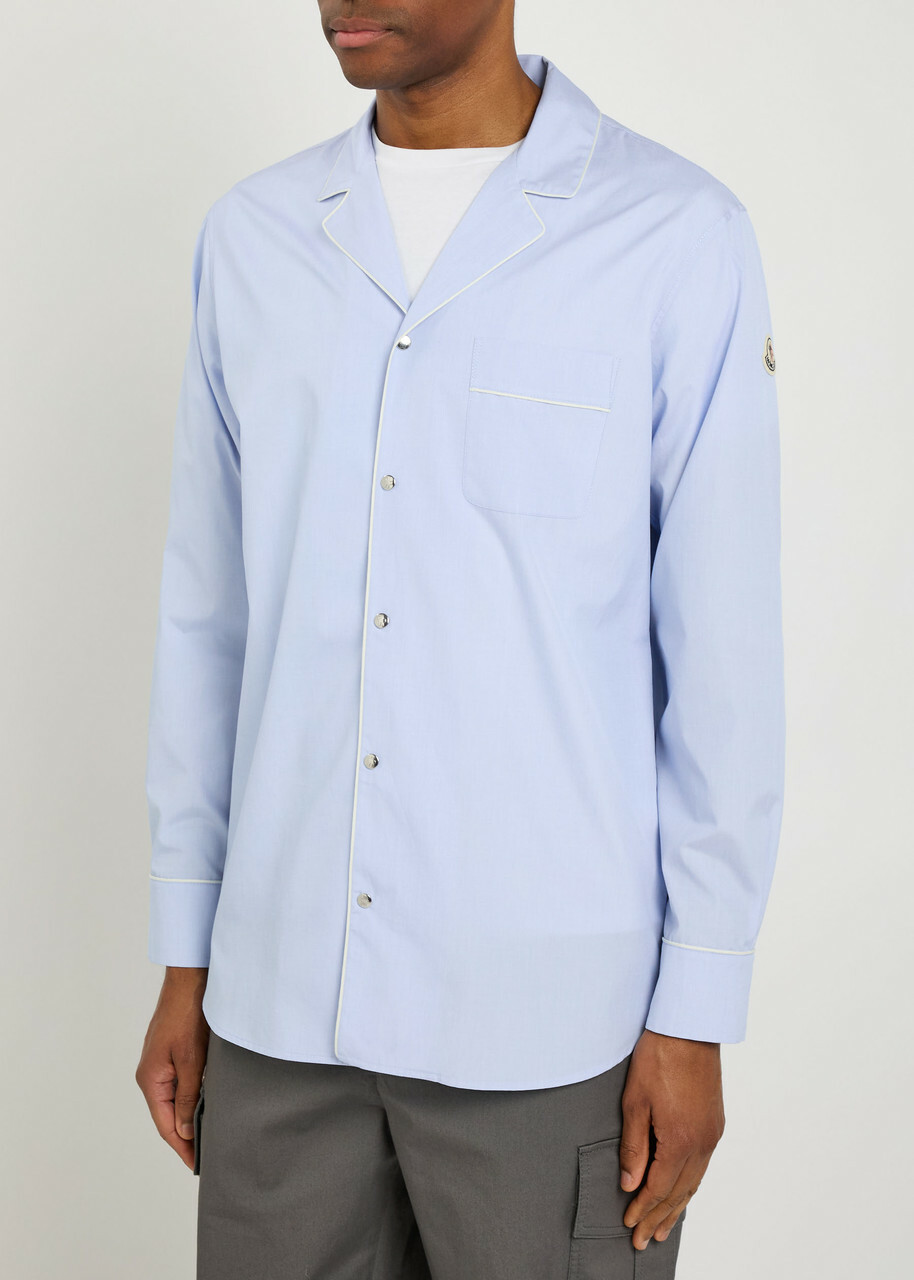 Moncler Logo-appliquéd Cotton Shirt Blue