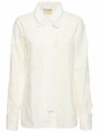 ELIE SAAB - Embroidered Poplin Shirt W/ Flowers