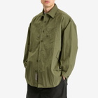 Poliquant Men's In-Outside Pockets Oversized CPO Shirt Jacket in Olive