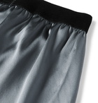 TOM FORD - Velvet-Trimmed Stretch-Silk Satin Boxer Shorts - Dark gray